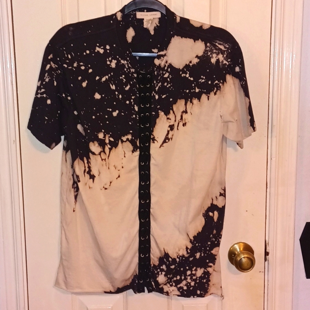 Bleached Distressed lace up shirt
